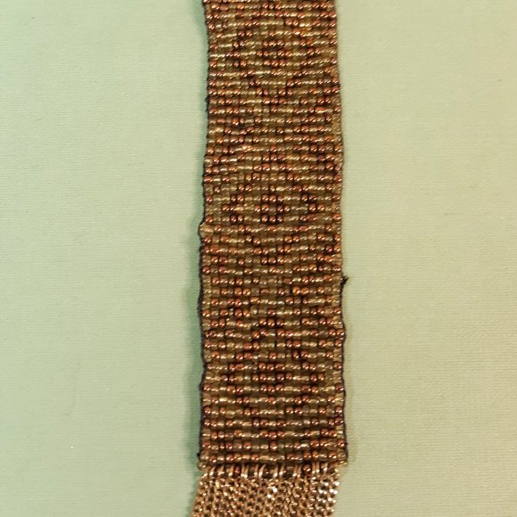 Geometric Pattern Loom Beaded Earth Tone Necklace - Picture 4 of 13